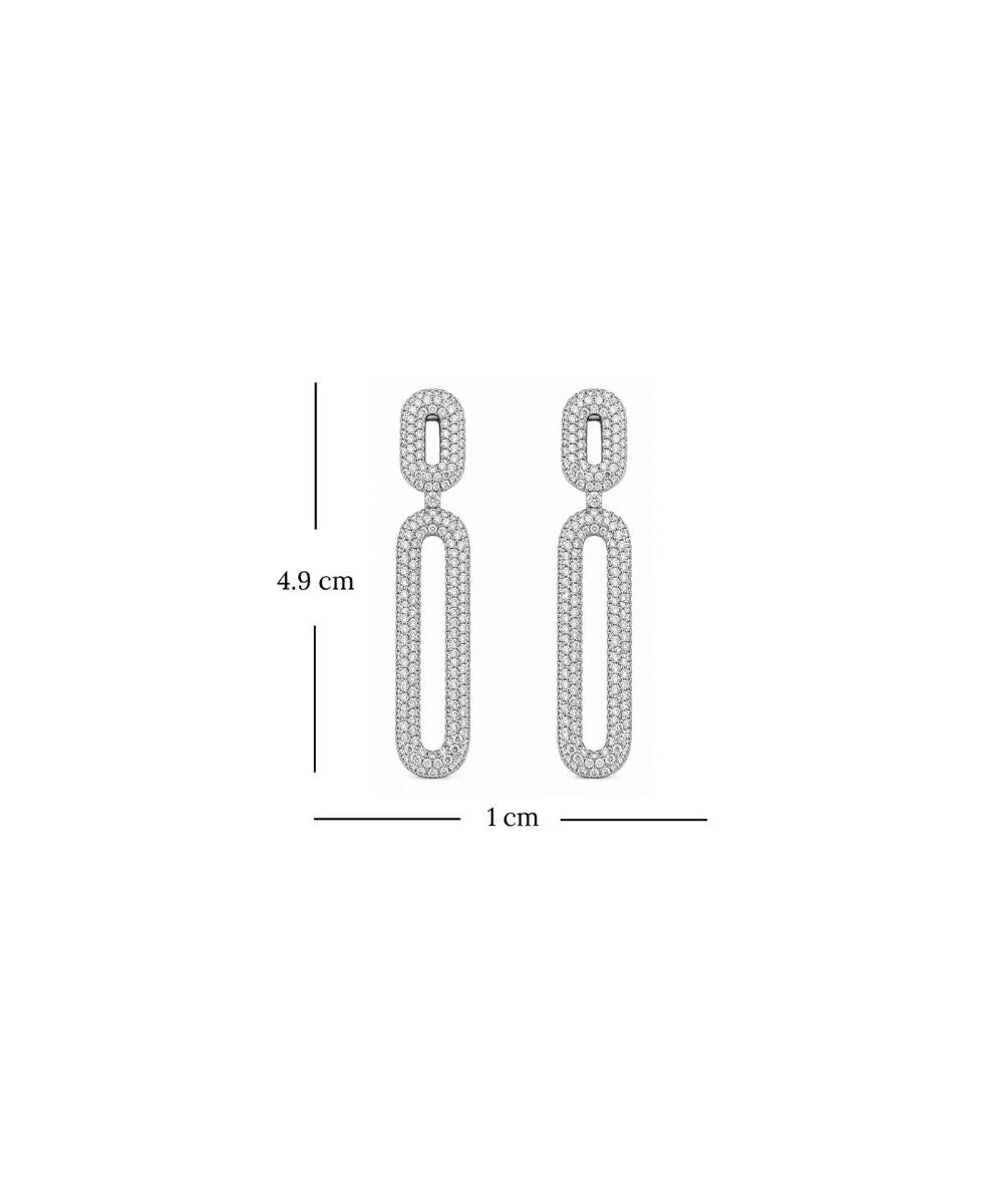 Rhodium Plated Cubic Zirconia Contemporary Style Earrings
