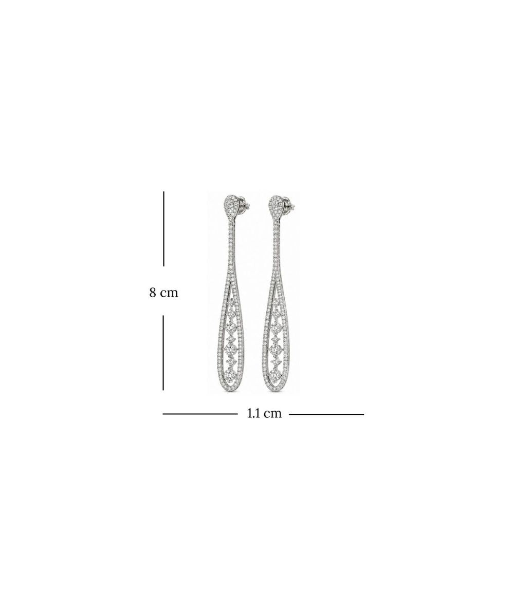 Rhodium Plated Cubic Zirconia Contemporary Style Earrings