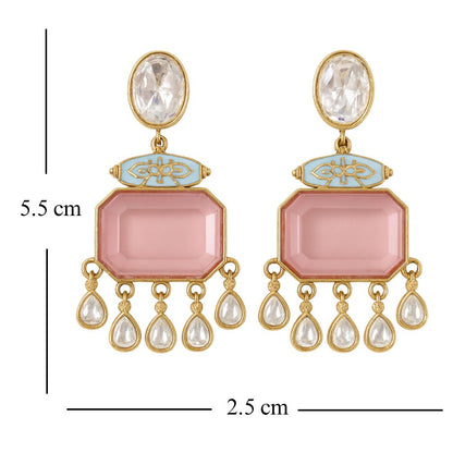 Gold Plated Meenakari Drop Earrings