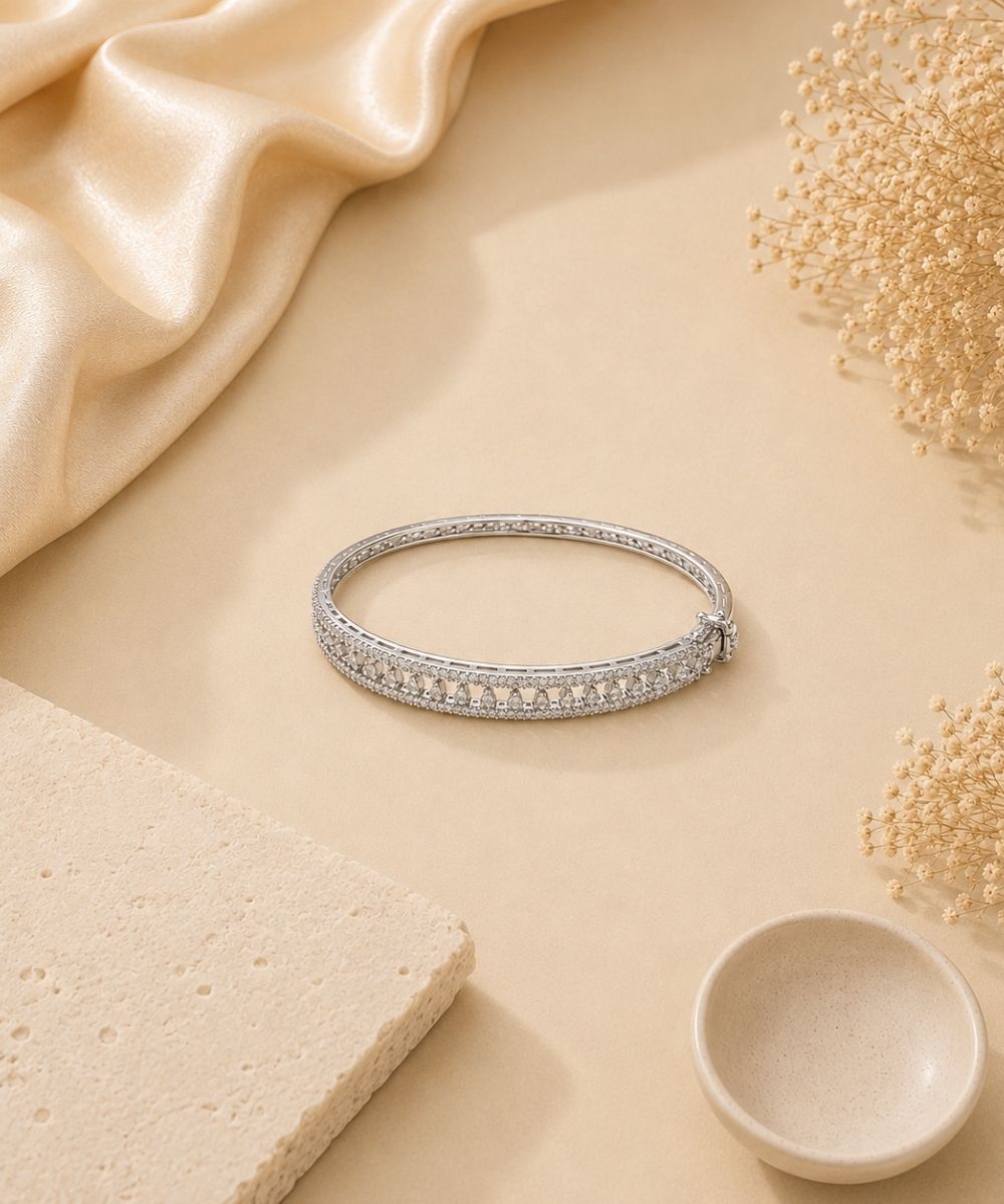 Rhodium Plated Cubic Zirconia Bracelet