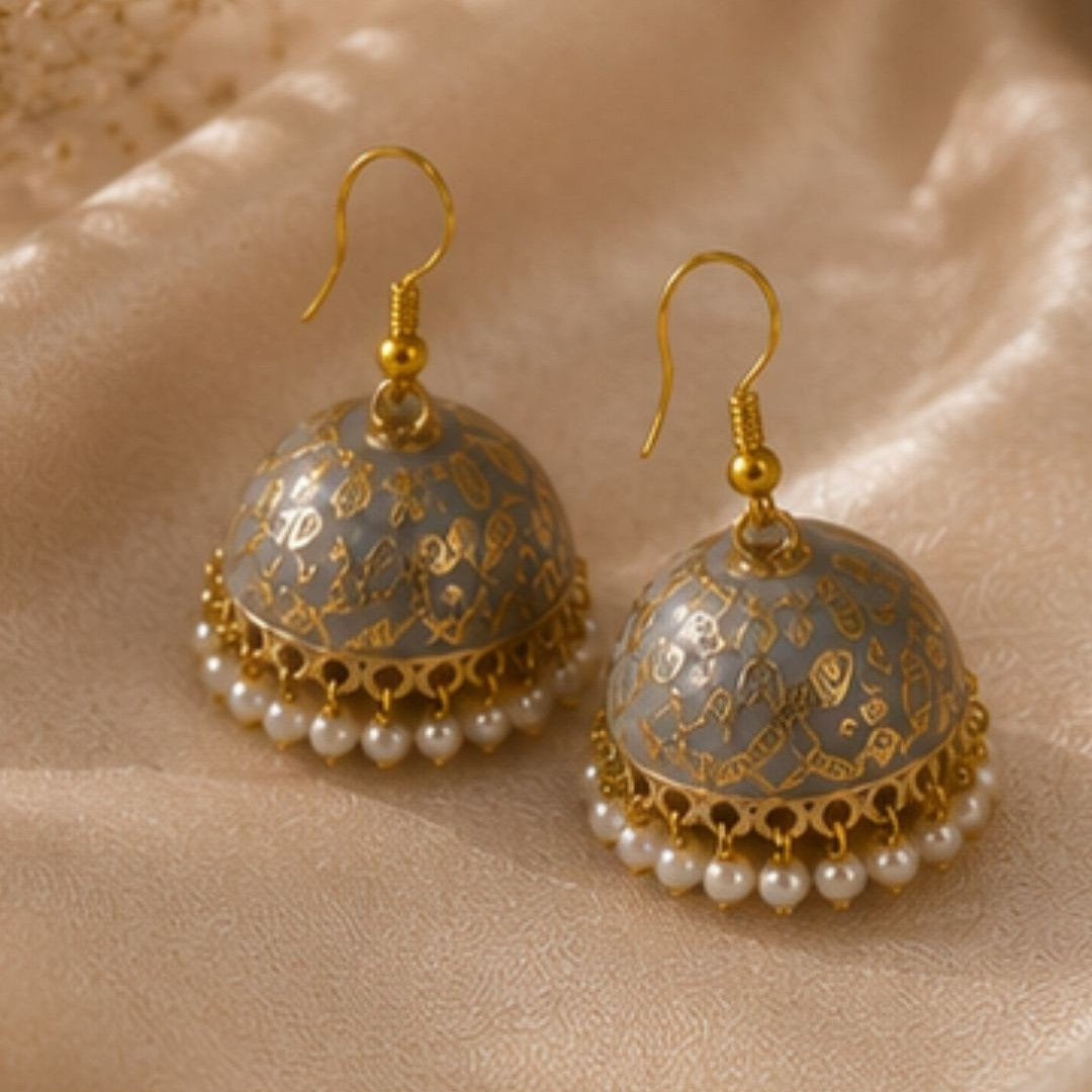 Gold Plated Pearl Jhumki Earrings