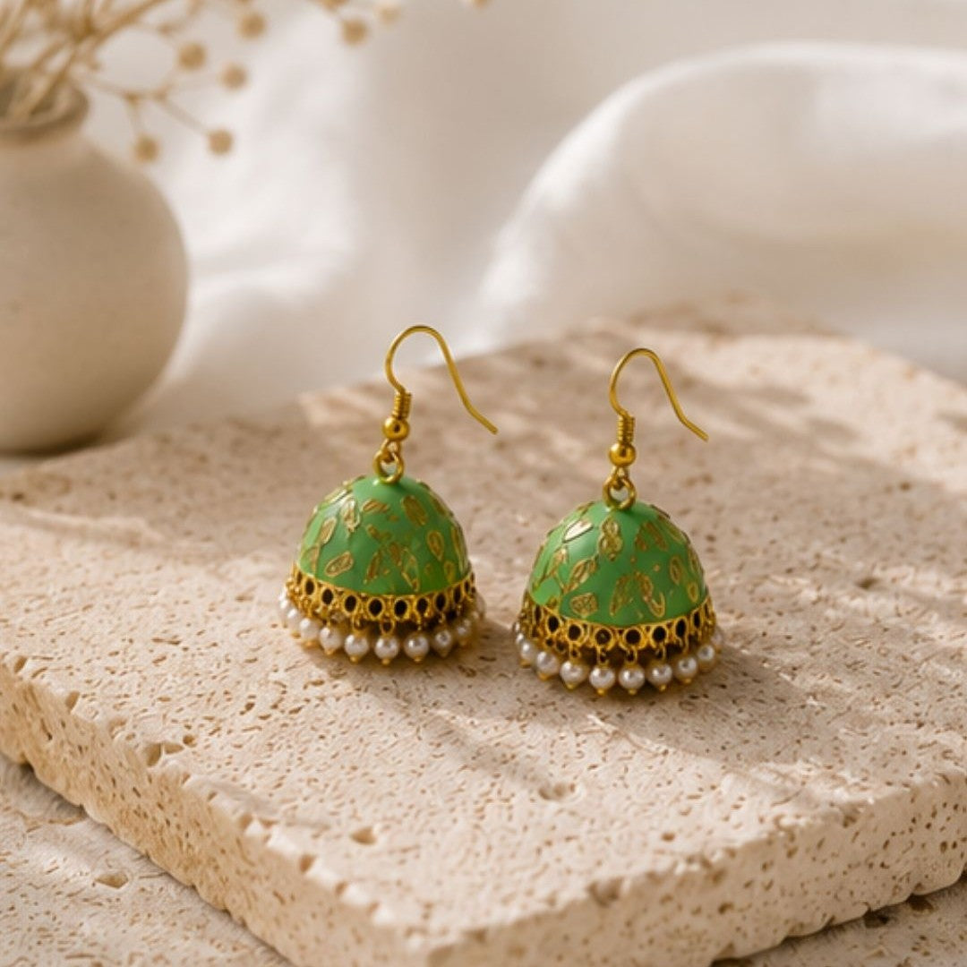 Gold Plated Pearl Jhumki Earrings
