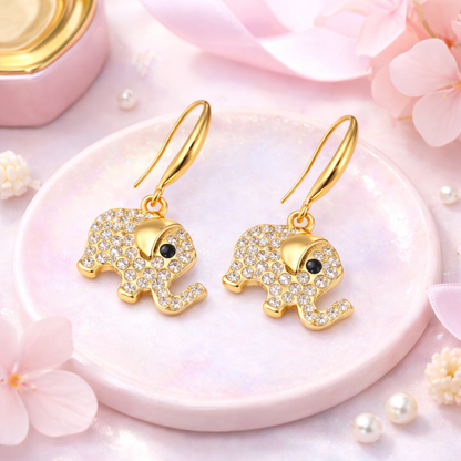 Elephant Charm Evil Eye Drop Earrings