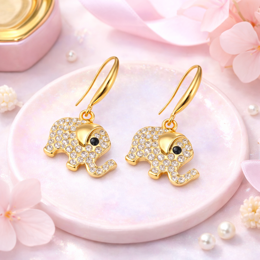 Elephant Charm Evil Eye Drop Earrings