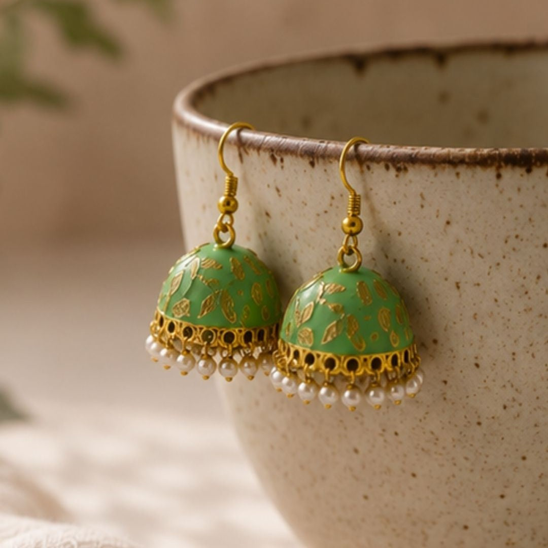 Gold Plated Pearl Jhumki Earrings