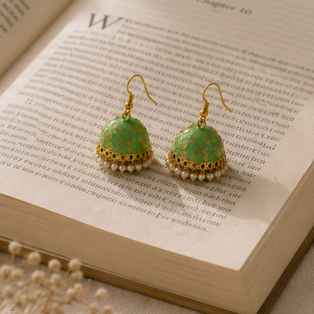 Gold Plated Pearl Jhumki Earrings