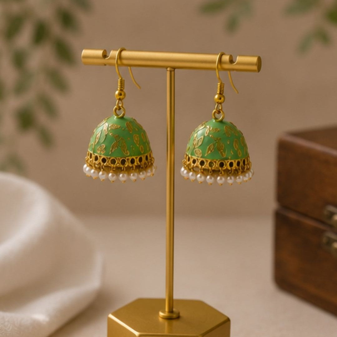Gold Plated Pearl Jhumki Earrings