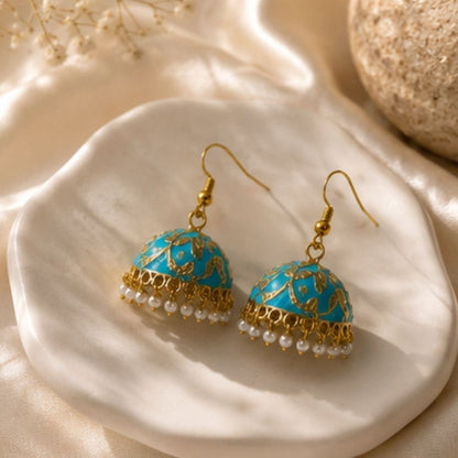 Gold Plated Pearl Jhumki Earrings