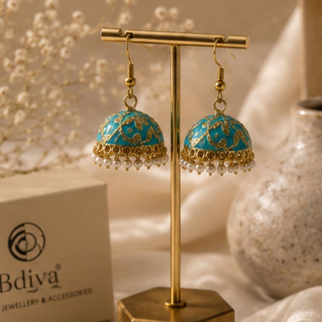 Gold Plated Pearl Jhumki Earrings
