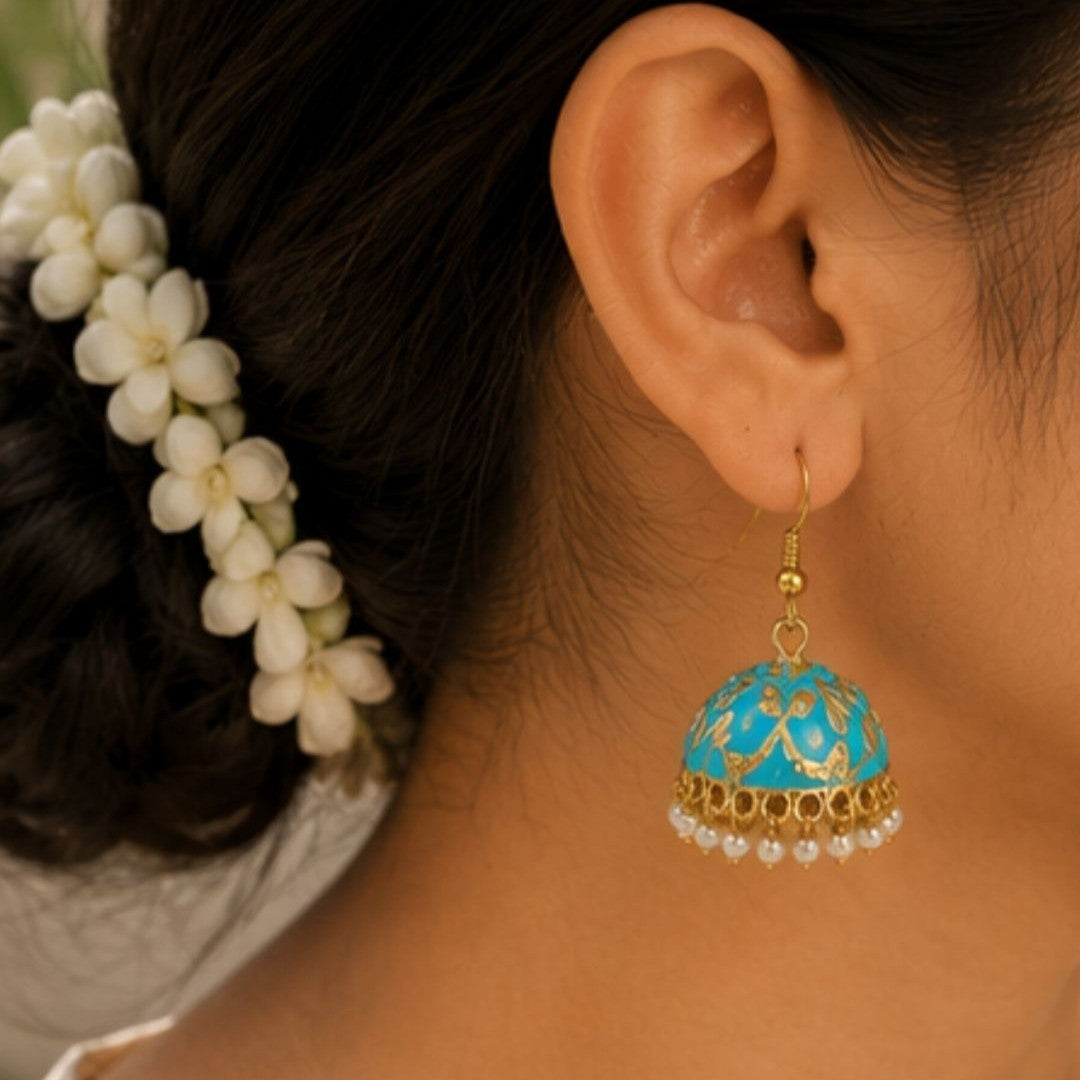 Gold Plated Pearl Jhumki Earrings