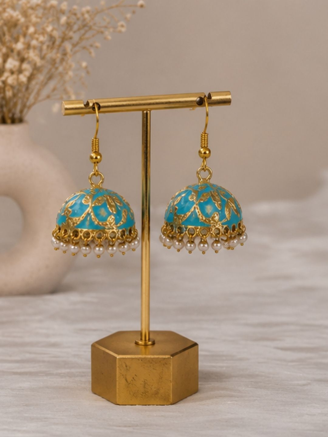 Gold Plated Pearl Jhumki Earrings