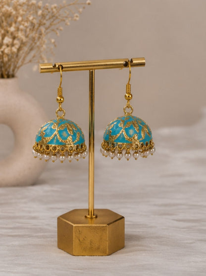 Gold Plated Pearl Jhumki Earrings