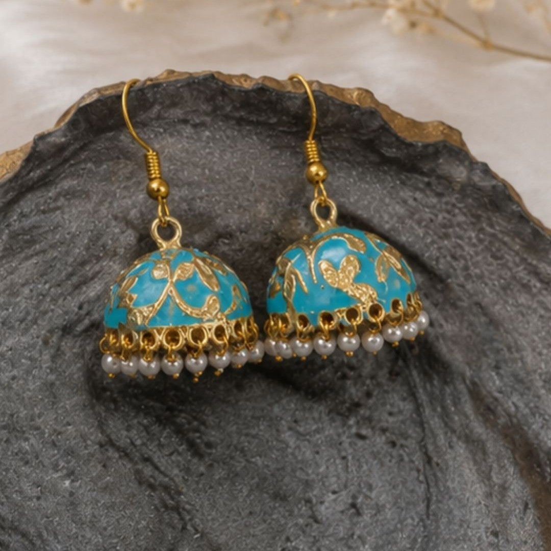 Gold Plated Pearl Jhumki Earrings