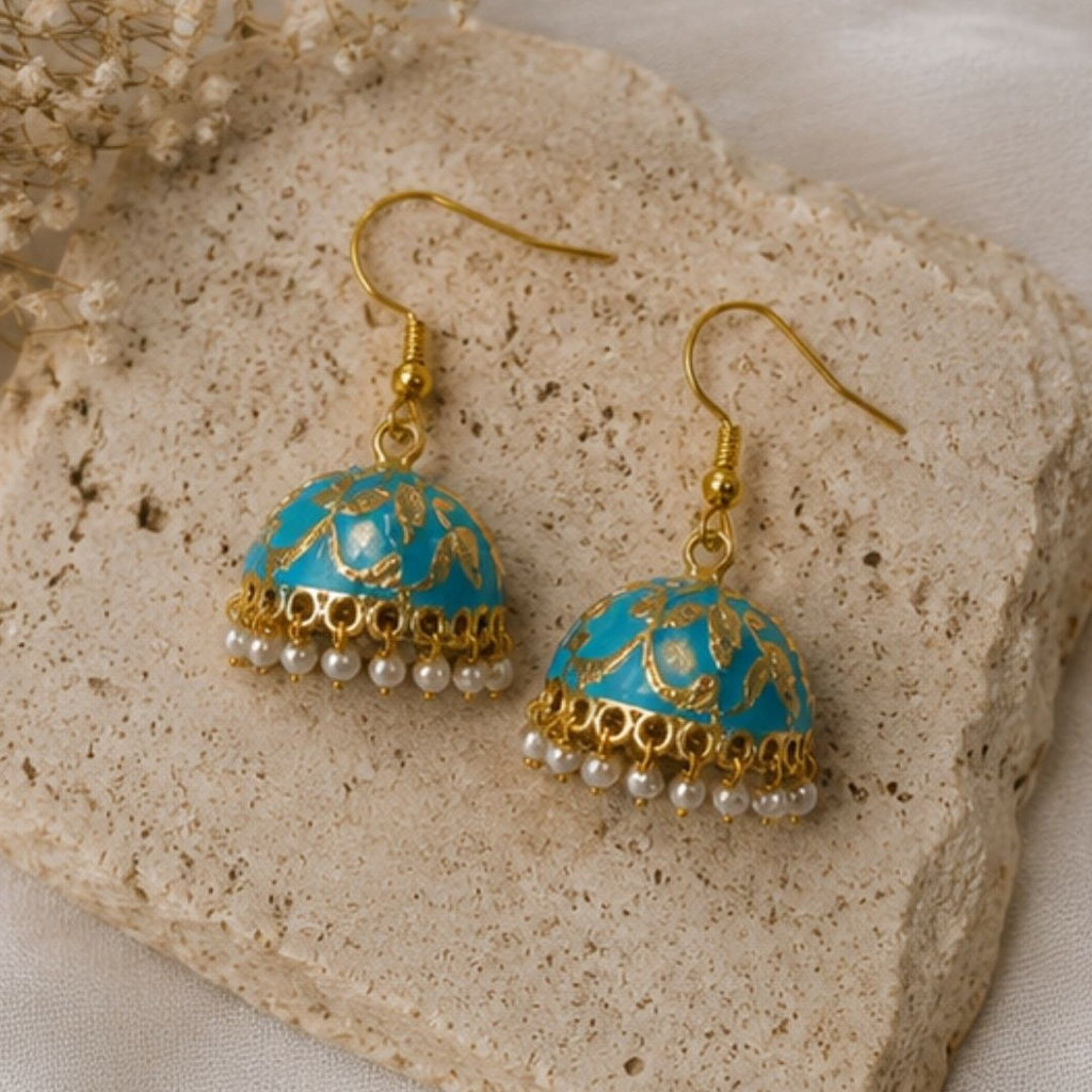 Gold Plated Pearl Jhumki Earrings
