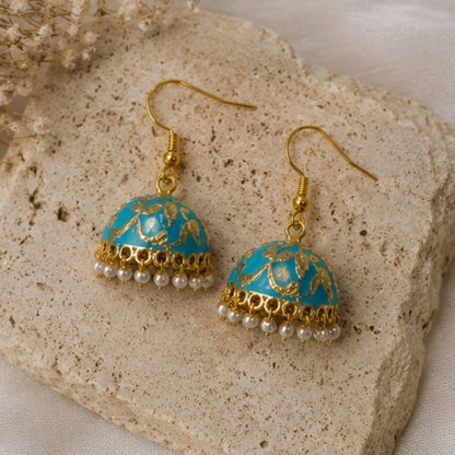 Gold Plated Pearl Jhumki Earrings