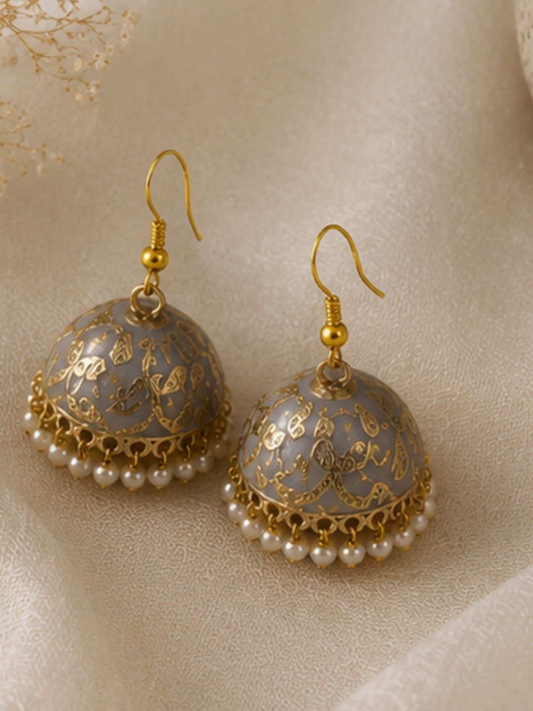 Gold Plated Pearl Jhumki Earrings