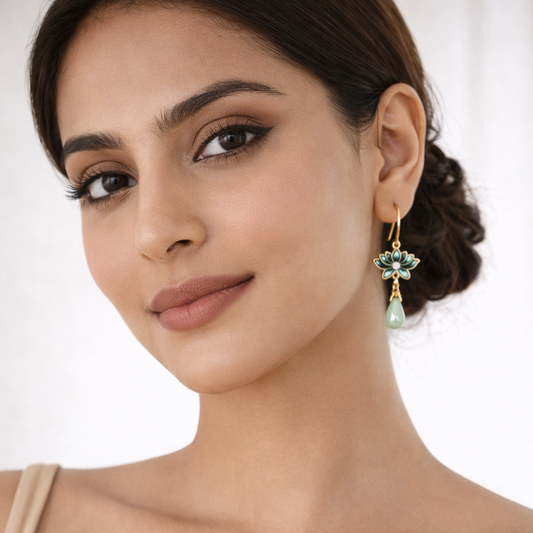 Mint Bloom Pearl Earrings