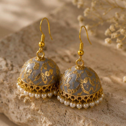 Gold Plated Pearl Jhumki Earrings