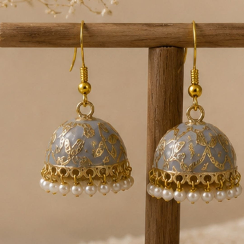 Gold Plated Pearl Jhumki Earrings