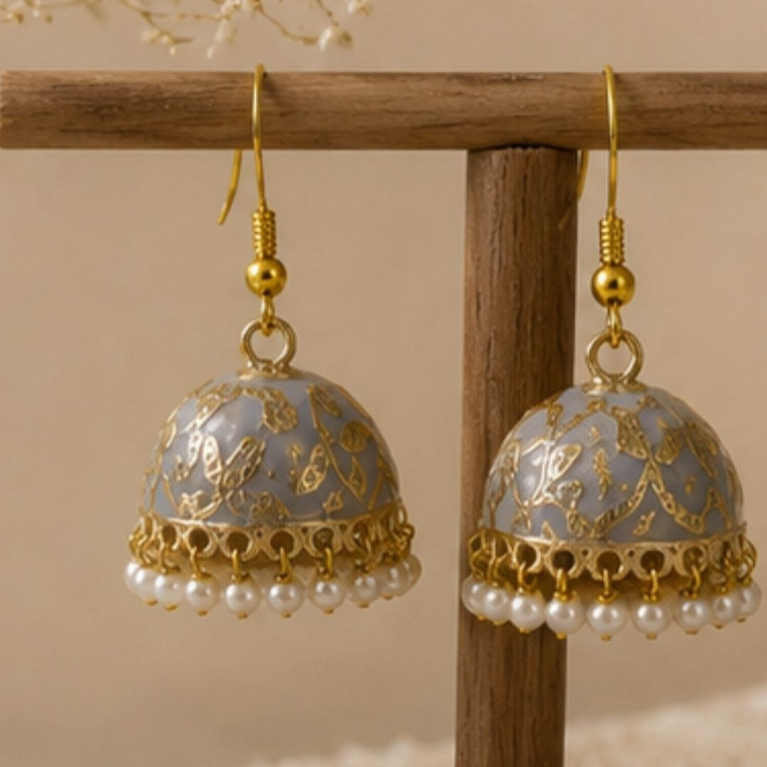Gold Plated Pearl Jhumki Earrings