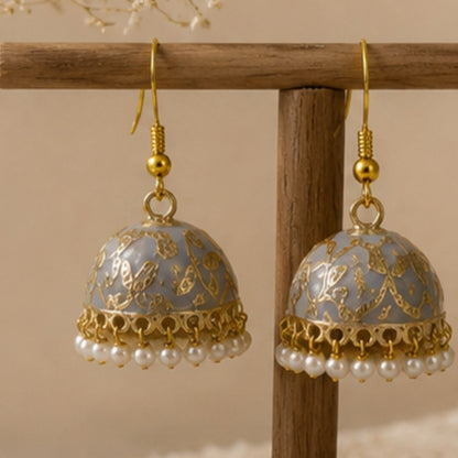 Gold Plated Pearl Jhumki Earrings