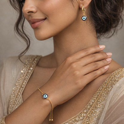 Bdiva Handmade 18K Gold-Plated Evil Eye Earrings
