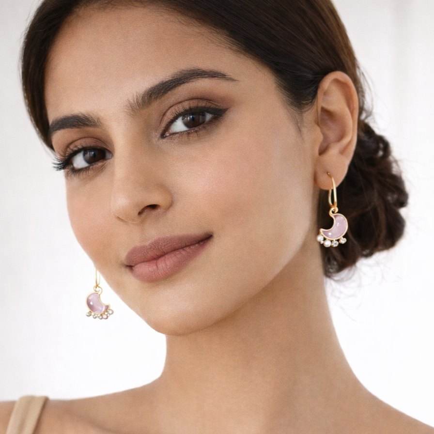 Gold Plated Luna Glow Stone Drop Earrings