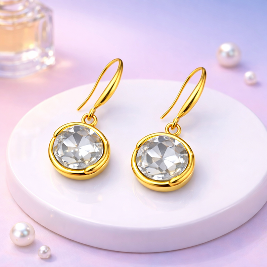 Classic Round Cubic Zirconia Drop Earrings