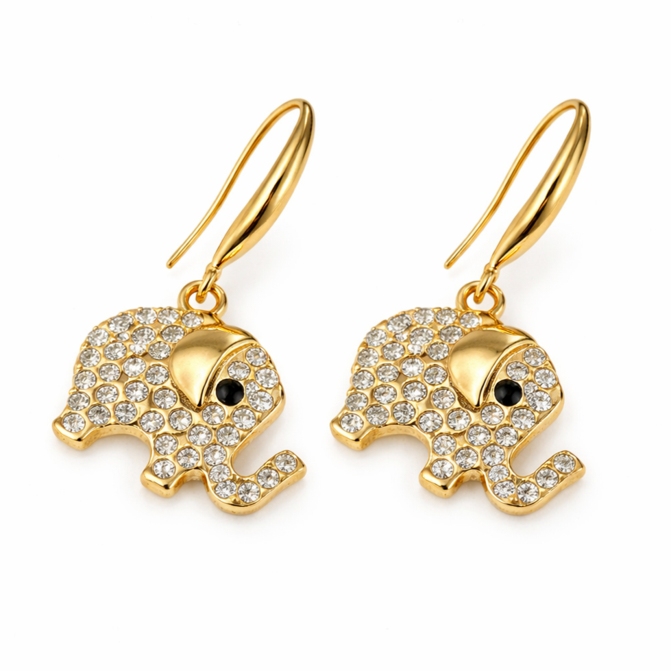 Elephant Charm Evil Eye Drop Earrings