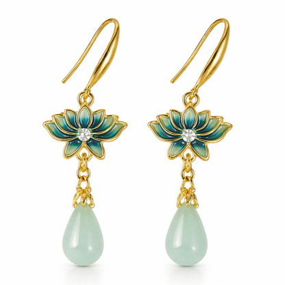 Mint Bloom Pearl Earrings