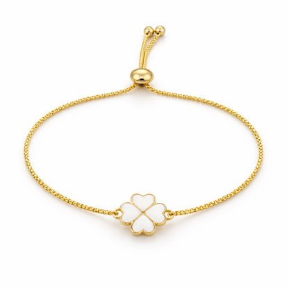 White Enamel Clover Leaf Bracelet