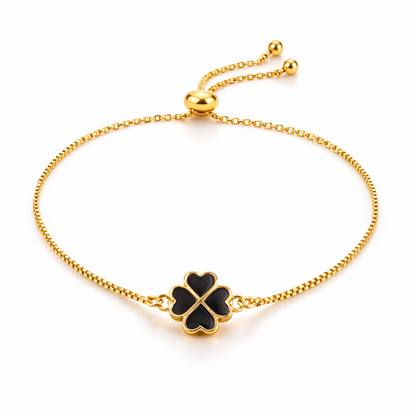 Black Enamel Clover Leaf Bracelet