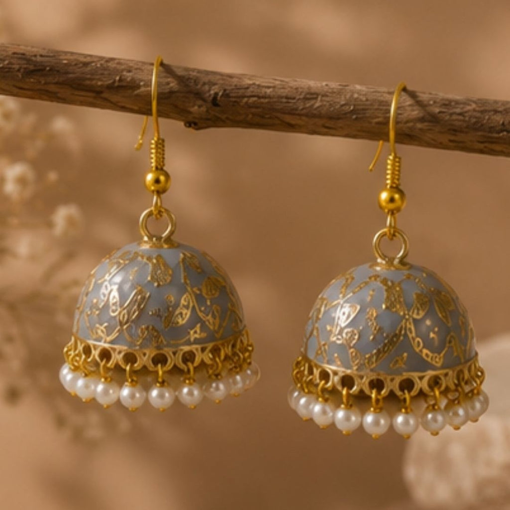 Gold Plated Pearl Jhumki Earrings