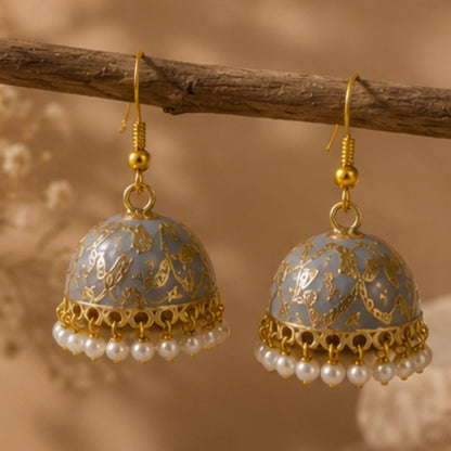 Gold Plated Pearl Jhumki Earrings