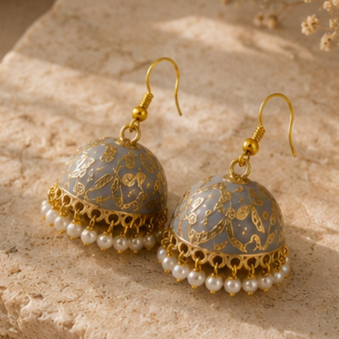 Gold Plated Pearl Jhumki Earrings