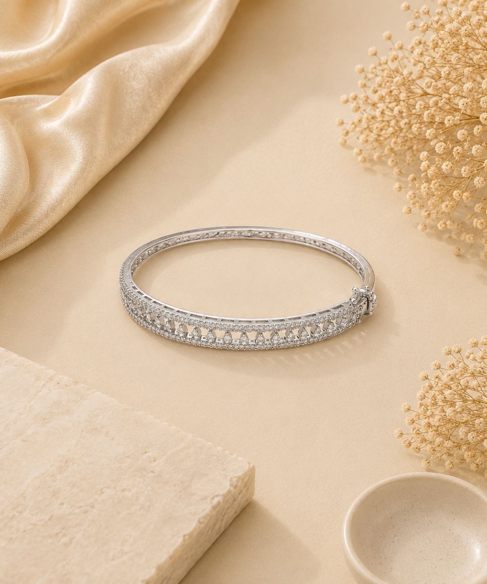 Rhodium Plated Cubic Zirconia Bracelet