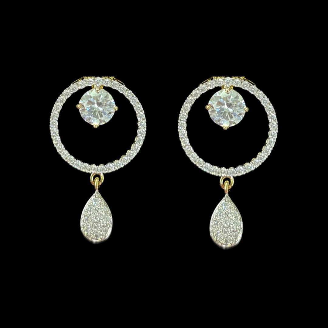 Gold Plated Cubic Zirconia Halo Pendant & Stud Earrings Set