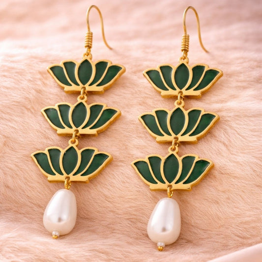 Gold Plated Lotus Earring