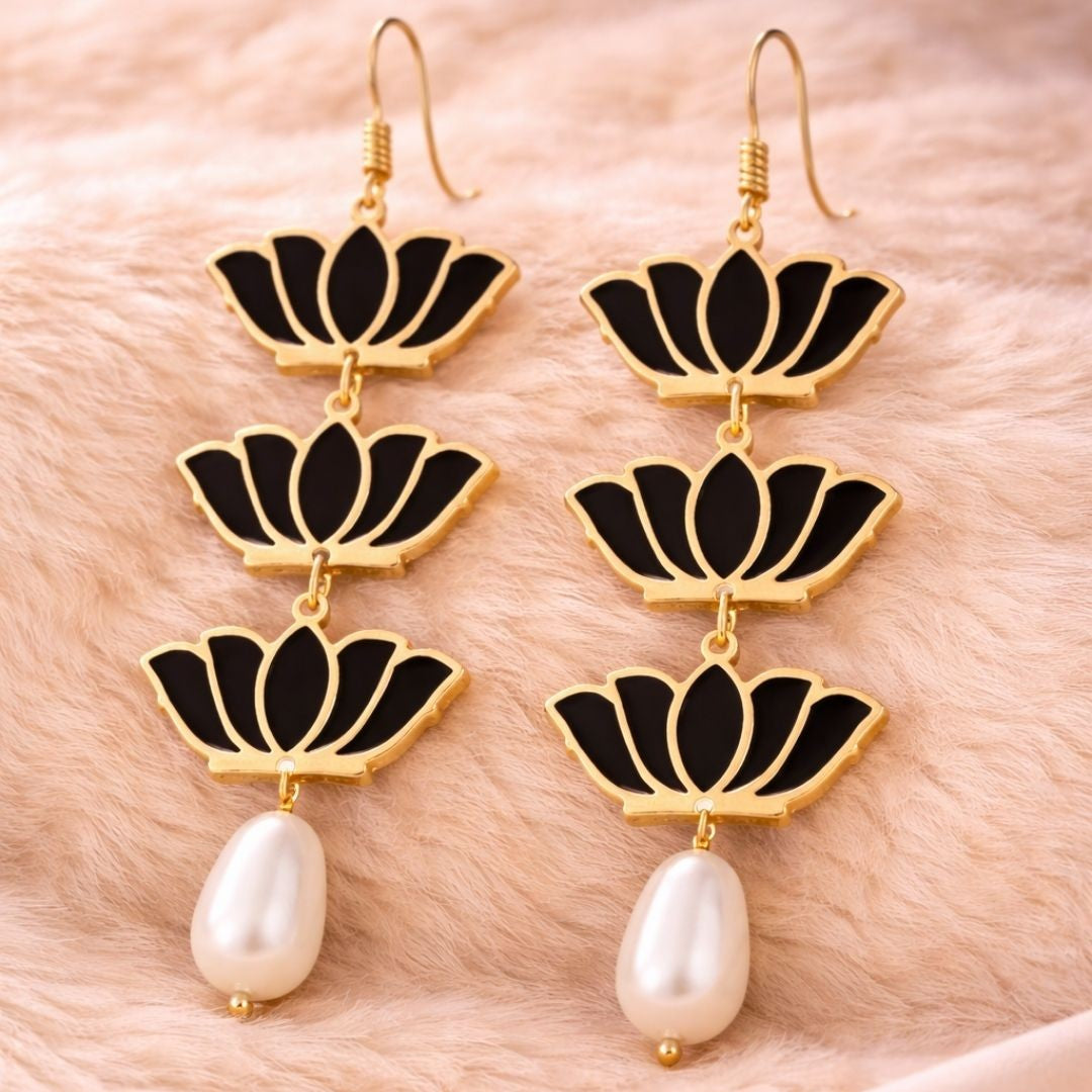 Gold Plated Lotus Earring