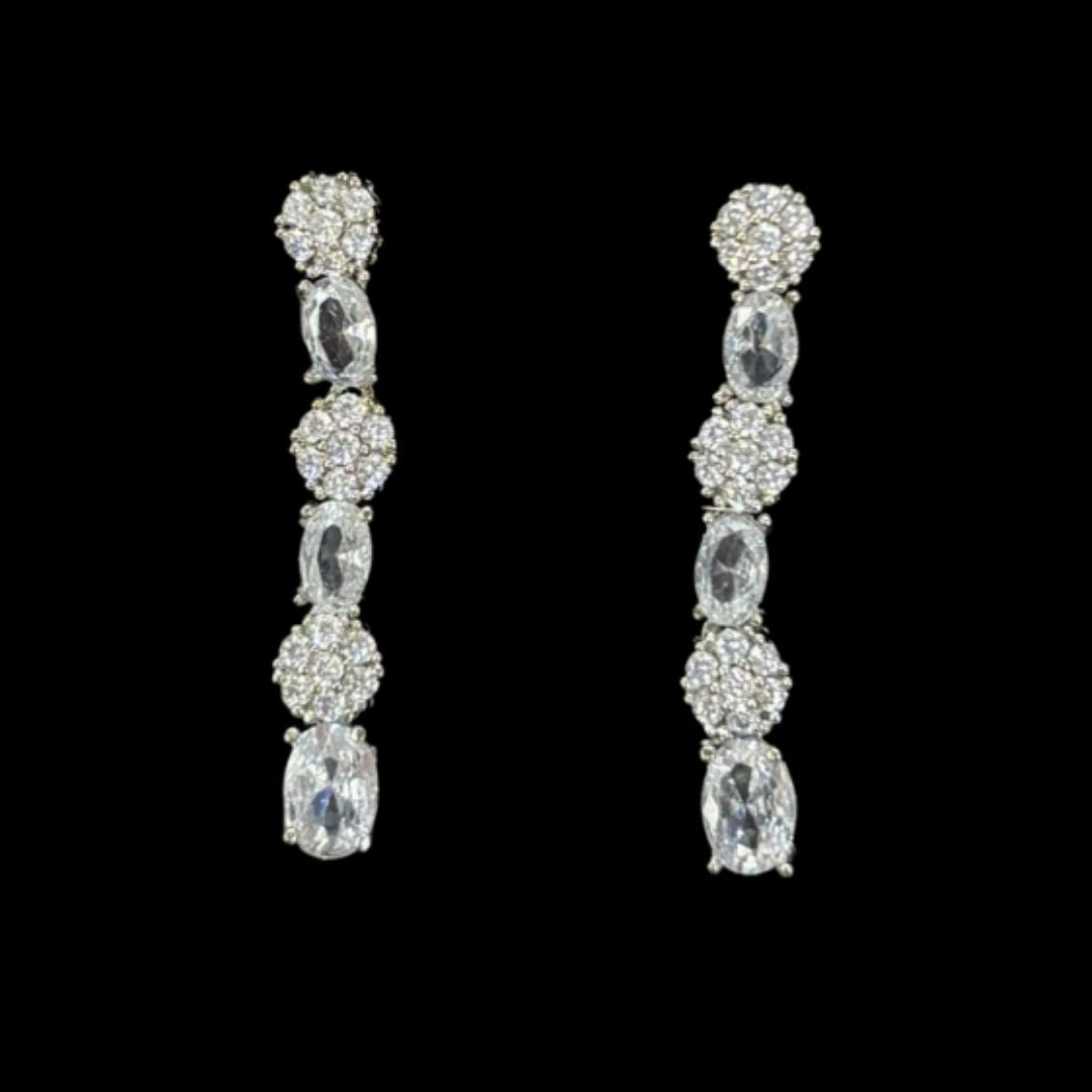 Silver Rhodium-Plated Cubic Zirconia Choker & Earrings Set