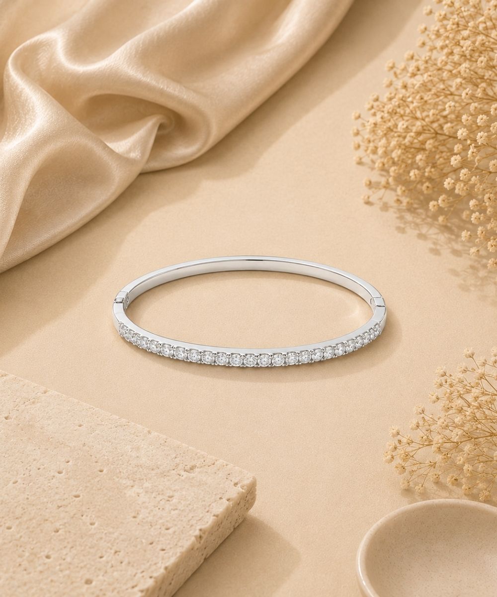 Rhodium Plated Cubic Zirconia Bracelet