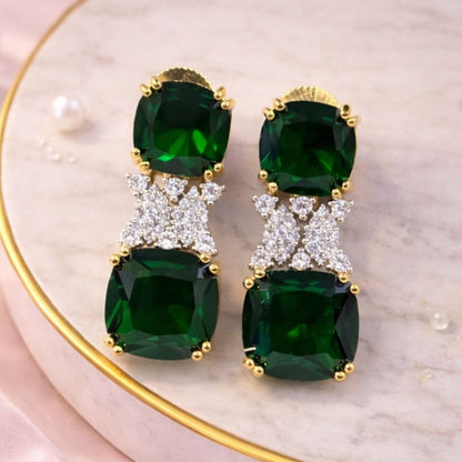 Gold Plated Green Topaz Earrings