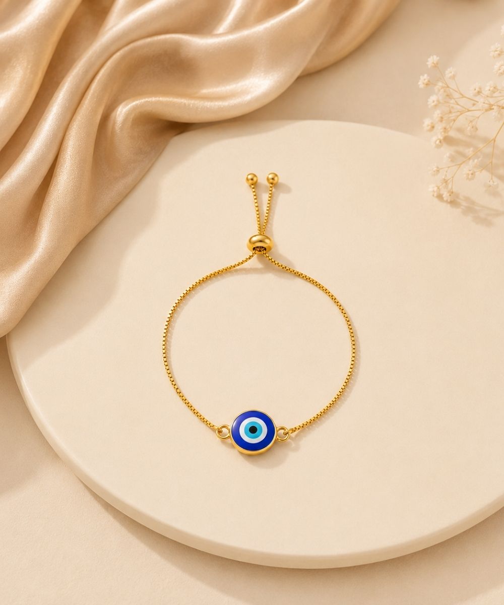 Gold-Plated Evil Eye Adjustable Bracelet