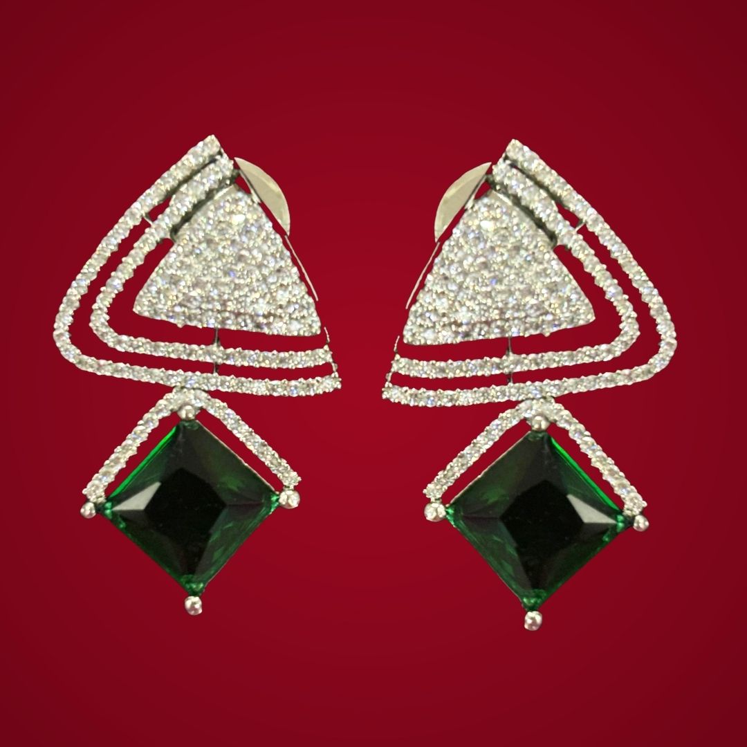 Green Emerald Luxe Statement Earrings – Bold, Glamorous & Unforgettable