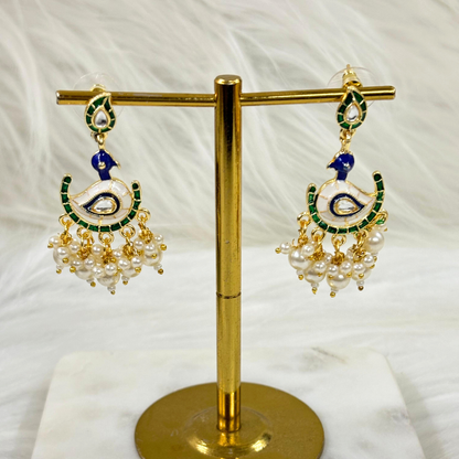 Gold Plated Peacock Earrings