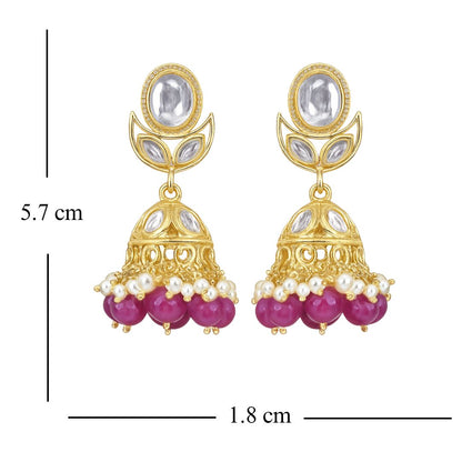 Gold Plated Kundan Jhumki Earrings
