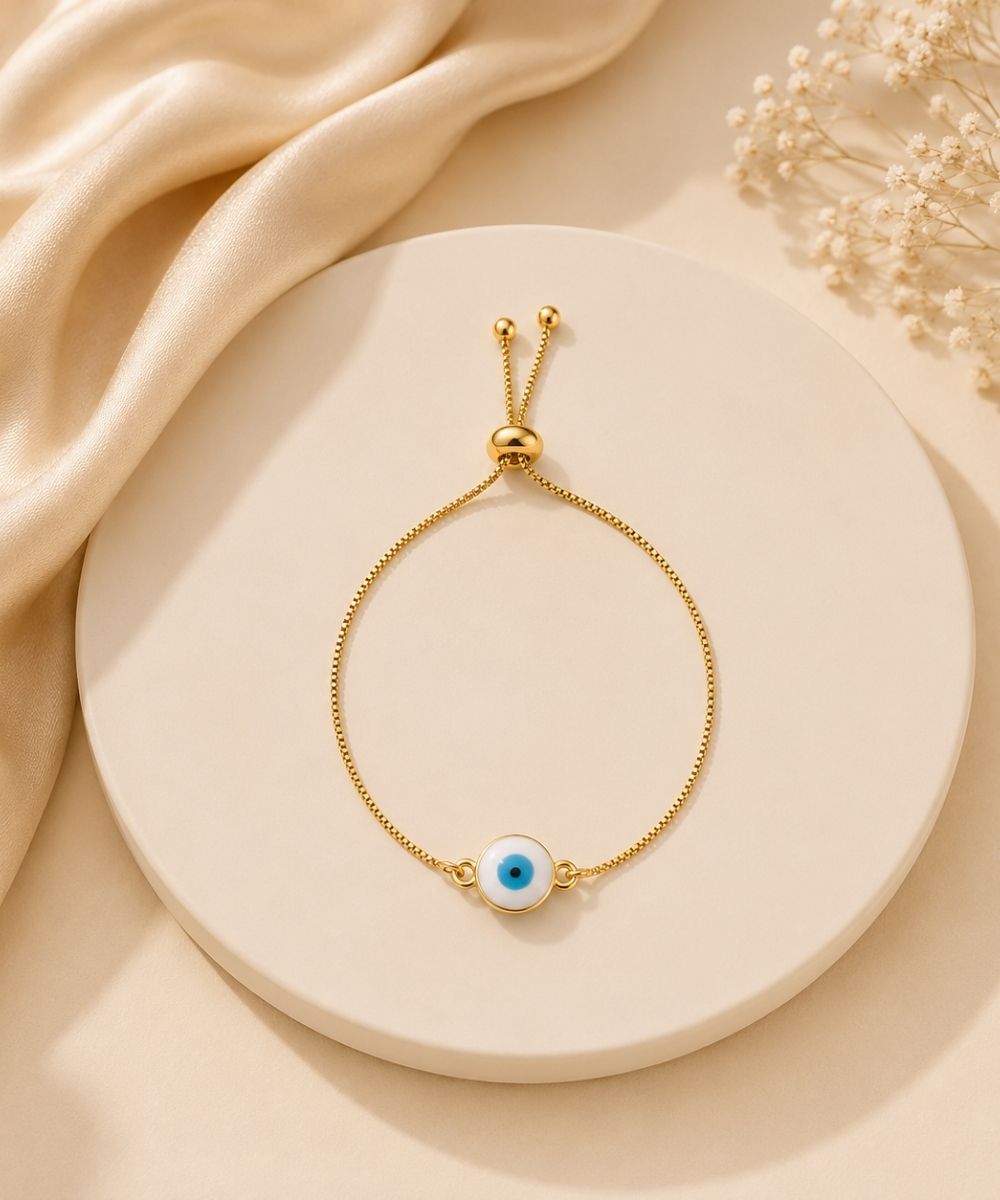 Gold Plated Evil Eye Adjustable Bracelet