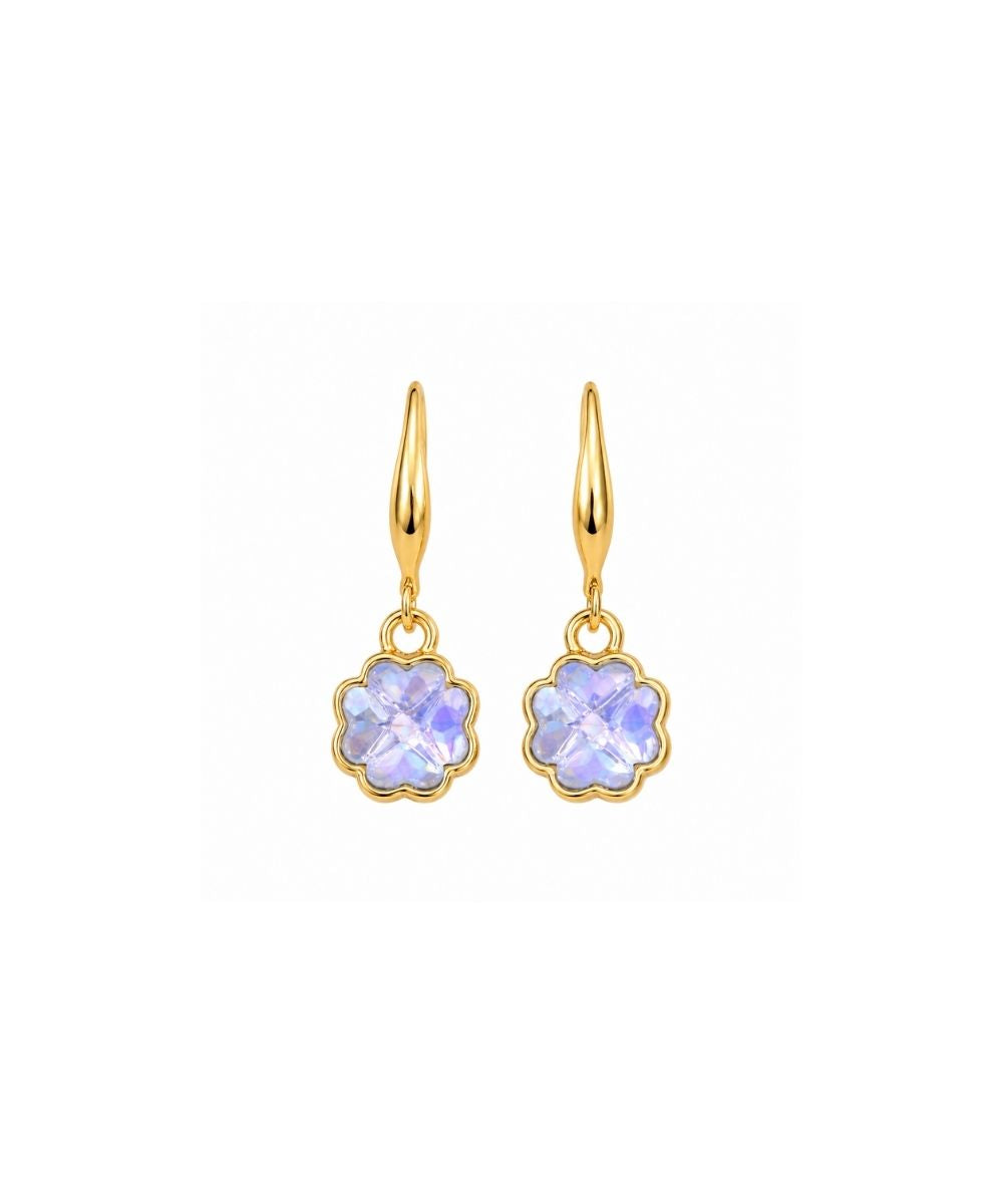 Bloom Gold-Plated Blue Cubic Zirconia Floral Drop Earrings