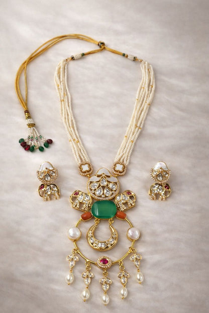 Gold Plated Kundan & Semi Cultured Pearl Choker Set