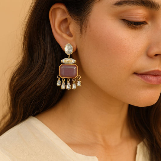 Gold Plated Meenakari Drop Earrings